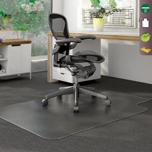 lot 3178 image: Deflecto CM13233COM DuraMat Moderate Use Chair Mat for Low Pile Carpet 45 x 53 wLip Clear