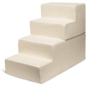 lot 3187 image: Best Pet Foldable 4-Step Pet StepsStairs with CertiPUR-US Certified Foam, Ivory, 22H