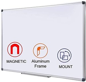 lot 3217 image: 48 x 36-in Magnetic Dry Erase Board with Pen Tray Aluminum Frame Portable Wall Large Whiteboard Message Presentation Board for Office & Classroom