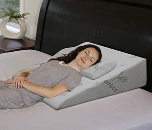 lot 3223 image: InteVision Extra-Large Foam Wedge Bed Pillow (33 x 30.5 x 7.5) with High Quality, Removable Cover