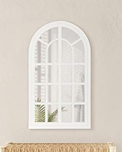 lot 3224 image: Kate and Laurel Boldmere Rustic Arch Wall Mirror, 22x38, White