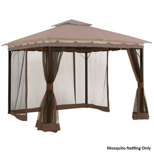lot 5697 image: 10 x 10 Mosquito Netting Panels for Gazebo Canopy, Brown (Includes Mosquito Netting Only - Gazebo and Canopy Top Sold Separately)