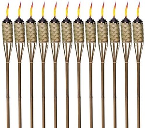 lot 5712 image: TIKI Brand Brown Easy Pour 12-Pack 57 Inch Tiki Torch Bamboo Classic Weave