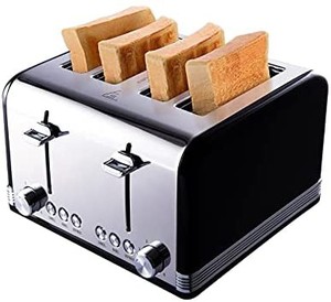 lot 5713 image: Gohyo Toaster Stainless Steel with Wide Slots & Removable Crumb Tray for Bread & Bagels (4 slice, Black & Sliver)