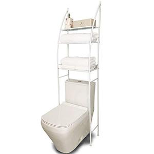 lot 5727 image: Space Saver Design Metal Storage Organizer Rack Freestanding Bathroom Shelf Magazine Basket ��White-3��