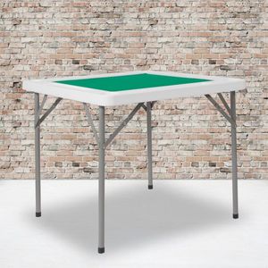 lot 5759 image: Flash Furniture 34.5 Square 4-Player Folding Card Game Table with Green Playing Surface and Cup Holders