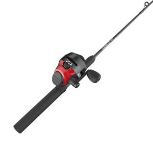 lot 5763 image: Zebco 202 Spincast Reel and Fishing Rod Combo, Tackle Included, RedBlack