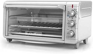 lot 1397 image: BlackDecker - Extra Wide Crisp N Bake 8- Slice Air Fry Toaster Oven - Stainless Steel