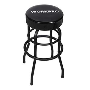 lot 1401 image: WORKPRO Shop Stool Bar Stool with Padded Swivel Shop Seat, Black, W112012A