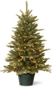 lot 1411 image: National Tree Company 3 Everyday Collections Small Tree in Green Pot with 100 Clear Lights