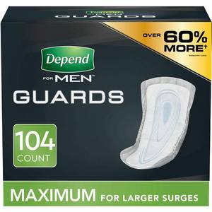 lot 1422 image: Depend Mens Maximum Incontinence Guards, 104 Count