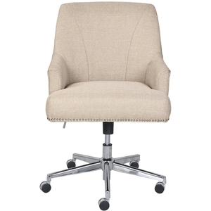 lot 1468 image: Serta - Leighton Modern Twill Fabric Home Office Chair - ChromeLight Beige