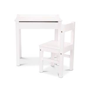 lot 1469 image: Wooden Lift-Top Desk & Chair - White