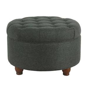 lot 2029 image: Large Tufted Round Storage Ottoman Navy - HomePop