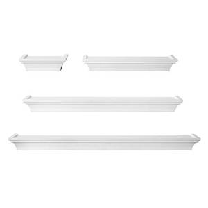 lot 2146 image: Melannco Floating Wall Mount Molding Ledge Shelves, Set of 4, White