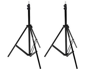 lot 2147 image: basics aluminum light photography tripod stand with case - pack of 2, 2.8 - 6.7 feet, black
