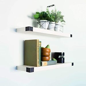 lot 2157 image: Willow & Grace Rustic Wood Shelves - Free Floating Shelves, Barnwood Shelves  Perfect Long Wall Shelves for Bedroom, Bathroom and Kitchen  Rustic White (24 Set of 2)