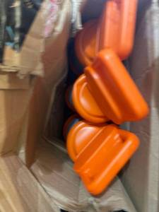 lot 2162 image: Cortina EZ Grab Delineator 45 Post, 3 Hip Collars with 10 lb Base, Orange, 3