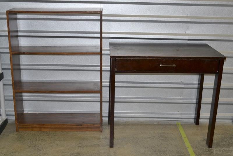 lot 1080 image: Small Desk and Bookcase