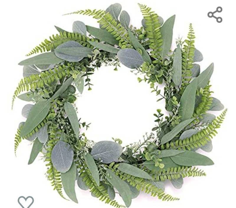 lot 40020 image: Eucalyptus Wreath for Front Door- 18 inches Handicraft Bamboo Frame with Versatile Leaves - Ideal Spring & Summer Decorating for Indoor & Outdoor Use