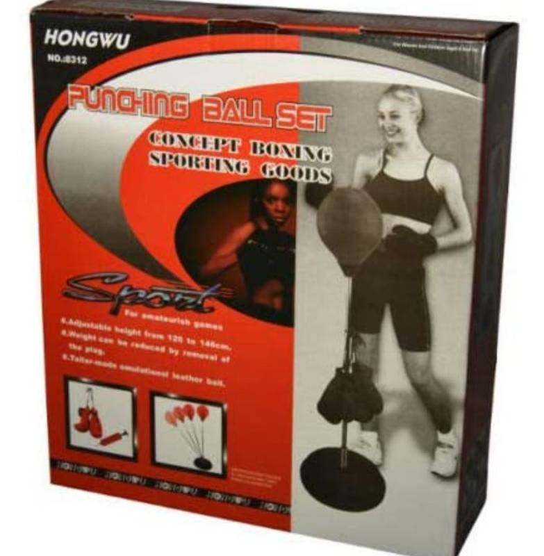 lot 40023 image: 5 Star Boxing Ball Set with Punching Bag, Pump, Boxing Gloves, 5 FT Adjustable Height Stand Heavy Duty Boxing Spring Stand for Boxing, Exercise, Fitness