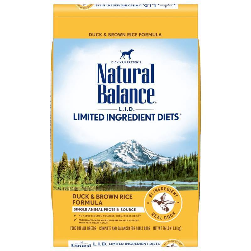 lot 40172 image: Natural Balance L.I.D. Limited Ingredient Diets Dry Dog Food, 26 Pounds, Duck & Brown Rice Formula