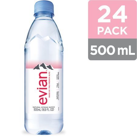 lot 40207 image: evian Natural Spring Water Bottles, Naturally Filtered Spring Water, 500 ML bottle, 24 Count
