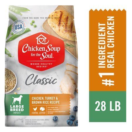 lot 40211 image: Chicken Soup Chicken, Turkey & Brown Rice Large Breed Adult Recipe Dry Dog Food, 28 lb