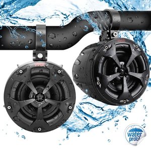 lot 3028 image: Pyle PLUTV41BK - 4���� Waterproof Rated Off-Road Speakers - Compact PowerSport Vehicle Speaker System for ATV, UTV, 4x4, Jeep (800 Watt)