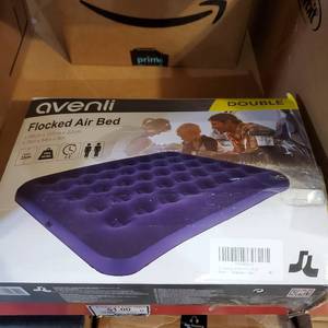 lot 3079 image: Inflatable Double Flocked Air Bed Airbed Mattress Camping Indoor Outdoor