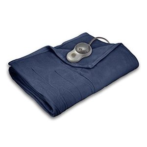 lot 3100 image: Sunbeam Electric Heated Fleece Channeled Blanket, Twin, Newport Blue
