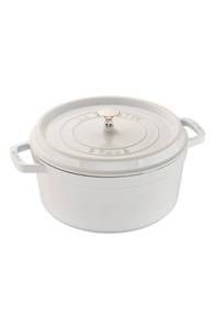 lot 3150 image: Staub 7-Quart Round Enameled Cast Iron Cocotte, Size One Size - White