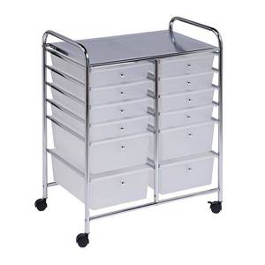 lot 3207 image: Honey Can Do Rolling Storage Cart and Organizer, 12 Plastic Drawers