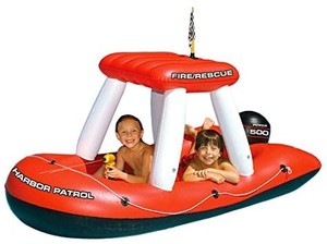 lot 3262 image: Swimline Fireboat Squirter Inflatable Pool Toy RedWhite, 60 X 33 X 32