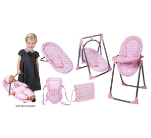 lot 3302 image: Lissi Baby Doll 6 In 1 Convertible Highchair Play Set