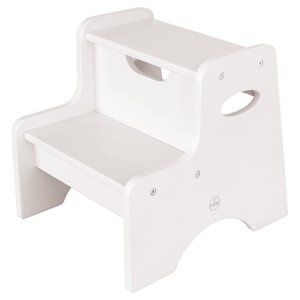 lot 3305 image: KidKraft KidKraft Wooden Two-Step Childrens Stool with Handles - White