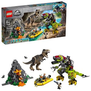 lot 989 image: LEGO Jurassic World T. rex vs Dino-Mech Battle 75938 Dinosaur Building Toy (716 Pieces)