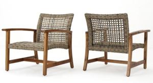 lot 3084 image: Hampton Outdoor Mid-century Wicker Club Chair (Set of 2) by Christopher Knight Home - Retail$287.49