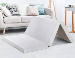 lot 3158 image: Best Price Mattress 4 Inch Trifold Memory Foam Mattress Topper with Cover, Certi