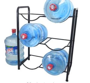 lot 3250 image: FUTURE BUYZ STAINLESS STEEL 3 SHELVES WATER JUG STORAGE