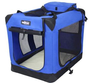 lot 3254 image: PREMIUM FOLDING PORTABLE SOFT PET CRATE BLUE