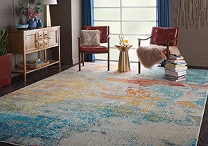 lot 19054 image: Nourison Celestial Modern Abstract Area Rug, 710 x 106 (8x11), Sealife Multicolor Grey
