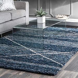 lot 19064 image: nuLOOM Vito Hand Tufted Trellis Shag Rug, 8 9 x 12, Blue