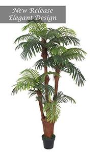 lot 19073 image: AMERIQUE Gorgeous Tech, w Gorgeous & Unique 6 Feet Tropical Palm Tree Artificial Plant with Nursery Plastic Pot, Real Touch Technology, with UV Protection, Super Quality, 6, Green- Retail $99