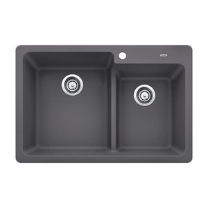 lot 19087 image: Blanco 442089 Grandis 33 Silgranit Double Basin Drop In Or Undermount Sink