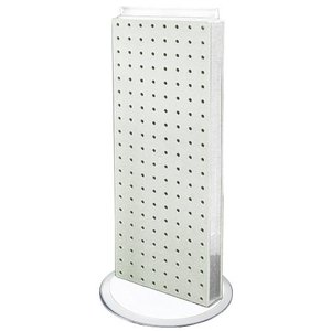 lot 19125 image: Azar 700508-WHT 8-Inch W by 20-Inch H Revolving White Pegboard Counter Unit, White