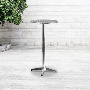 lot 19135 image: Flash Furniture 23.25 Round Aluminum Indoor-Outdoor Bar Height Table with Flip-Up Table