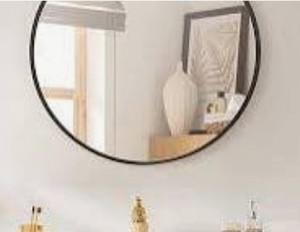 lot 19141 image: BEAUTYPEAK Circle Mirror Black 18 Inch Wall Mounted Round Mirror with Brushed Metal Frame for Bathroom, Vanity, Living Room, Bedroom, Entryway Wall Decor (Black), 18 Inches)