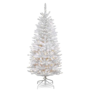 lot 19173 image: National Tree Company 4.5 Kingswood White Fir Hinged Pencil Tree With 150 Clear Lights