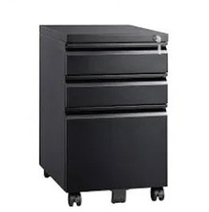 lot 19182 image: Devaise Steel 3 Drawer Mobile Cabinet wKeys AHDG002- Retail $159